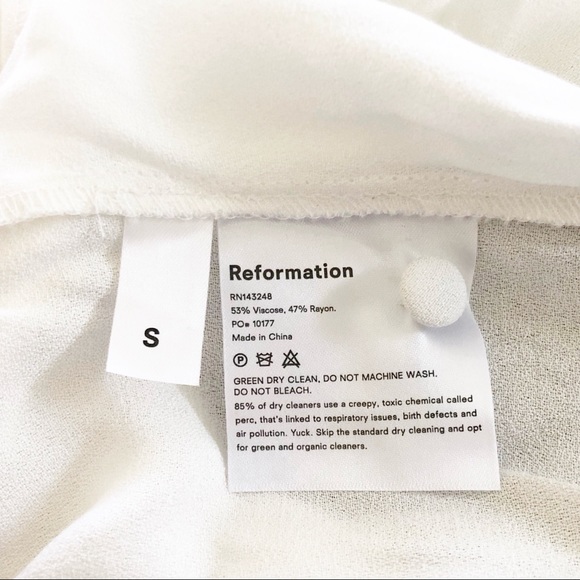 Reformation Fulham Long Sleeve Buttoned Ivory Top - Picture 6 of 7